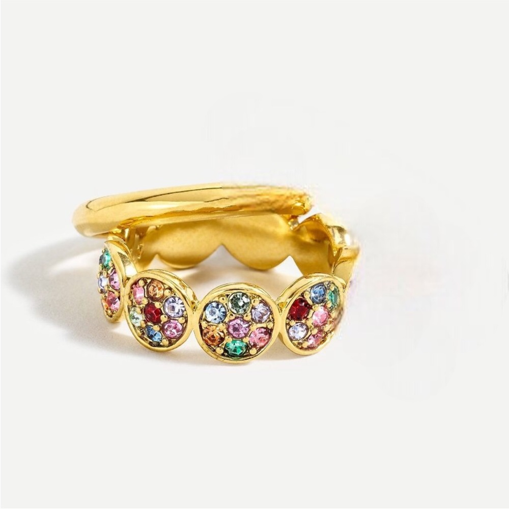 J Crew Stackable Crystal Ring Set NWT Size 8 Multi